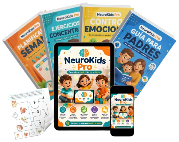 Mockup completo de NeuroKids Pro con actividades y bonos